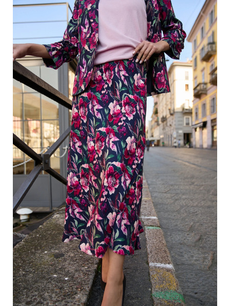 Moodo Sukně s květy tmavě modrá Moodo