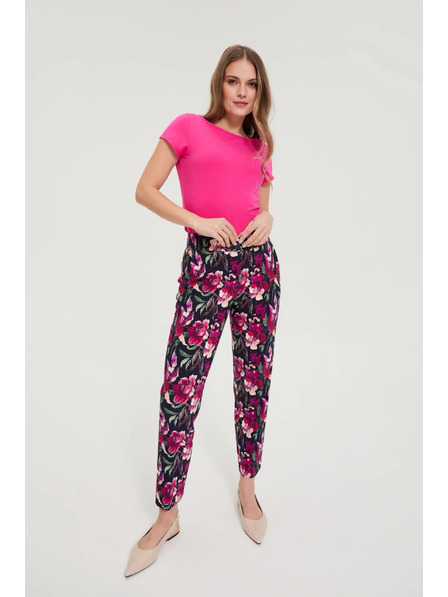 Moodo Kalhoty s květy tmavě modré Moodo