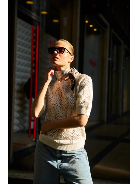 Moodo Azurový svetr písková Moodo