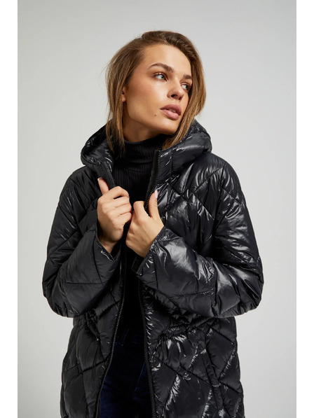 Moodo Prošívaná bunda se stahovací šňůrou černá Moodo