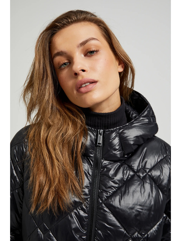 Moodo Prošívaná bunda se stahovací šňůrou černá Moodo