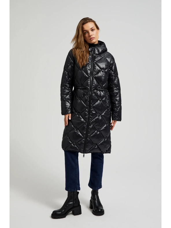 Moodo Prošívaná bunda se stahovací šňůrou černá Moodo