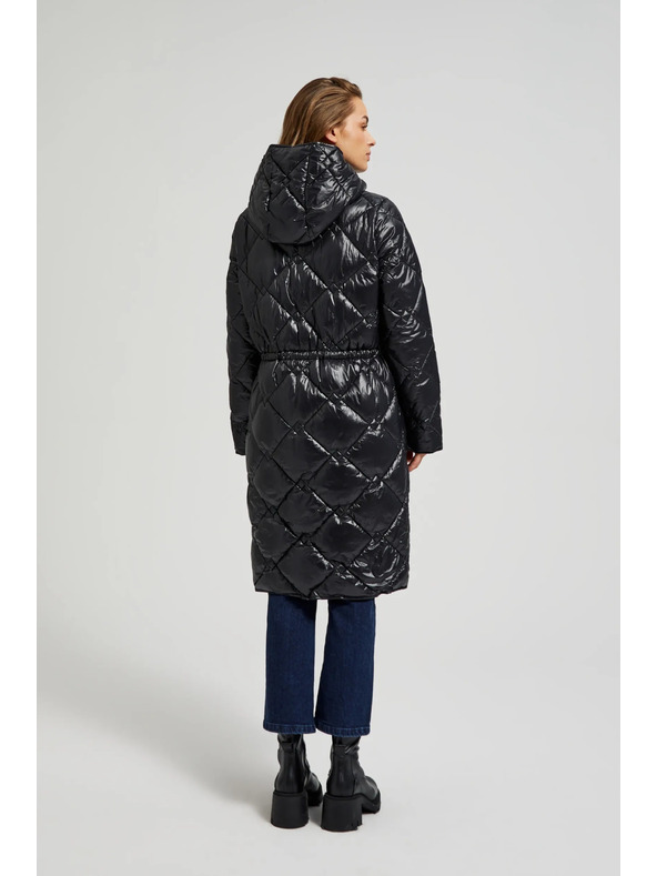 Moodo Prošívaná bunda se stahovací šňůrou černá Moodo