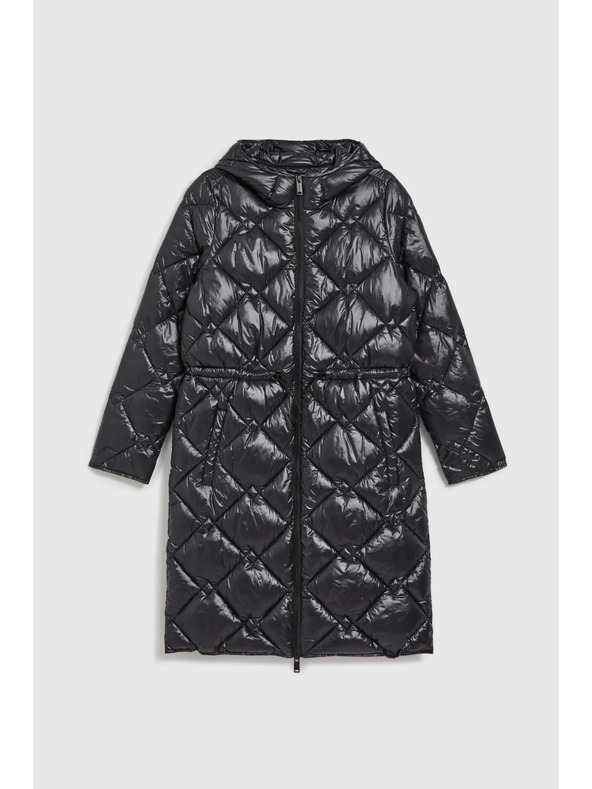 Moodo Prošívaná bunda se stahovací šňůrou černá Moodo