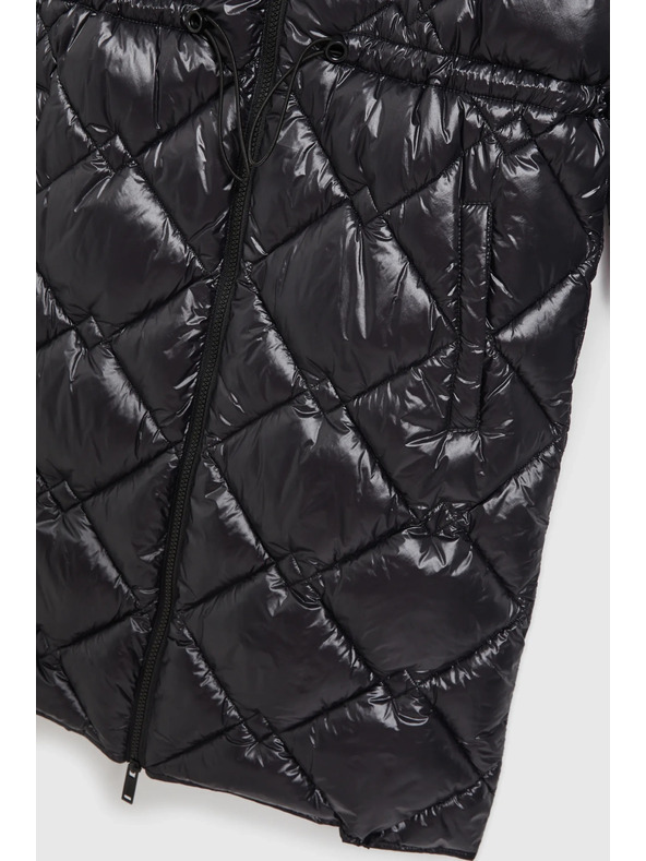 Moodo Prošívaná bunda se stahovací šňůrou černá Moodo