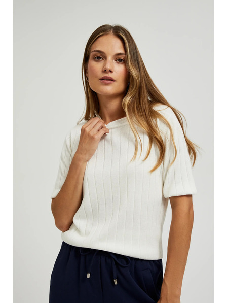 Moodo Viskózový svetr s metalickým vláknem bílý Moodo