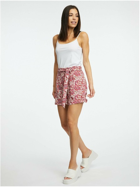 Orsay Krémovo-růžové dámské vzorované kraťasy ORSAY