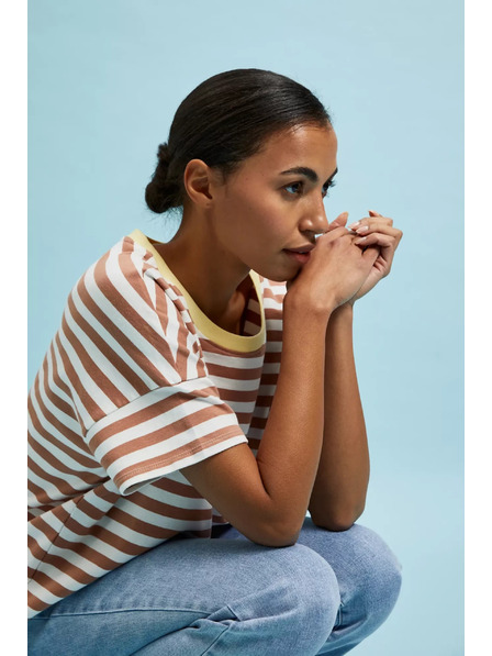 Moodo Mikina v proužky hnědá Moodo