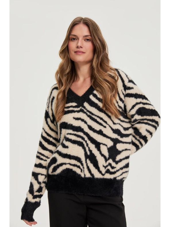 Moodo Vzorovaný svetr černý Moodo