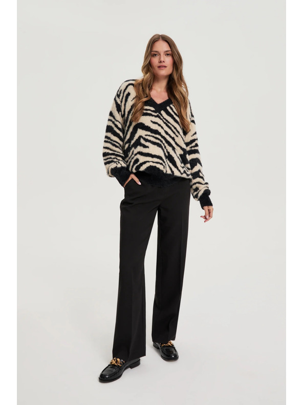 Moodo Vzorovaný svetr černý Moodo