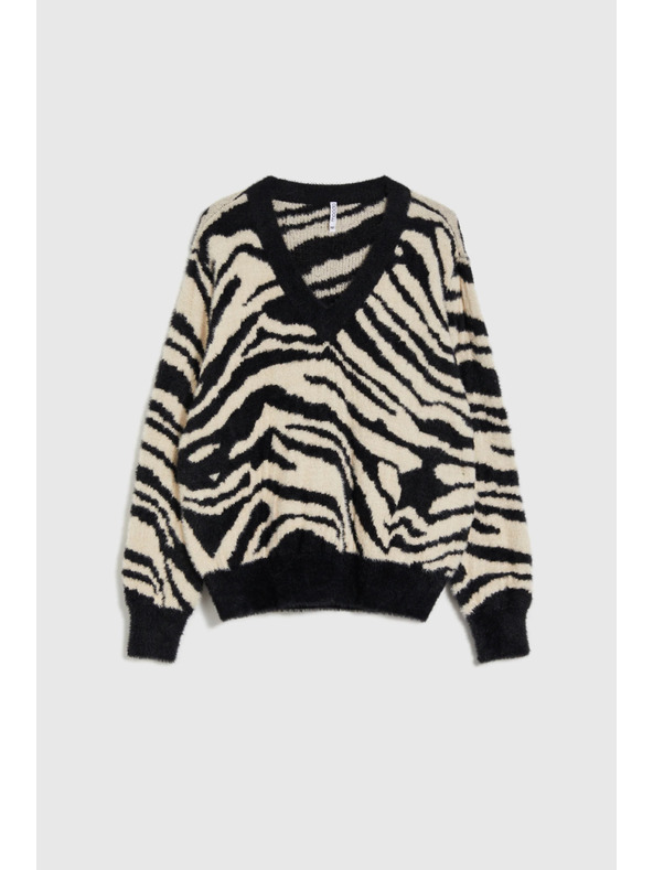 Moodo Vzorovaný svetr černý Moodo