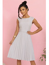 numoco LILA Plisované šaty s krátkým rukávem a páskem - šedé
