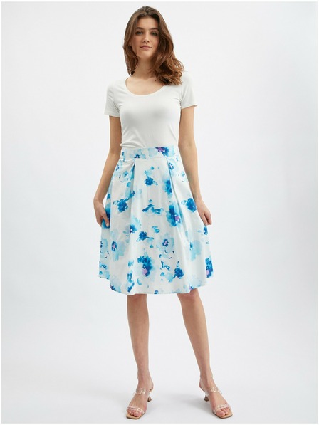 Orsay Modro-bílá dámská květovaná sukně ORSAY