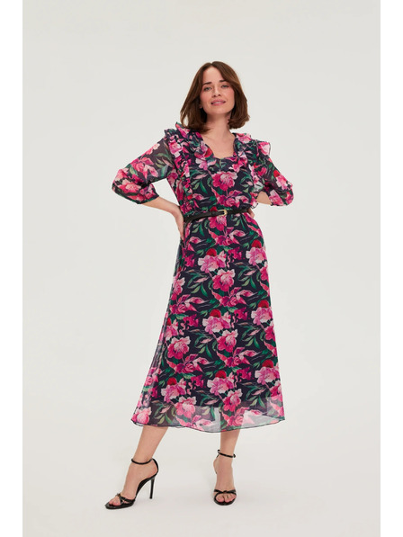 Moodo Tmavě modré květinové šaty Moodo