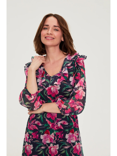 Moodo Tmavě modré květinové šaty Moodo