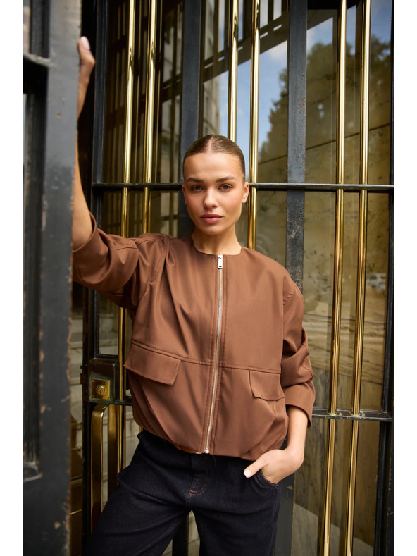 Moodo Krátká bunda hnědá Moodo