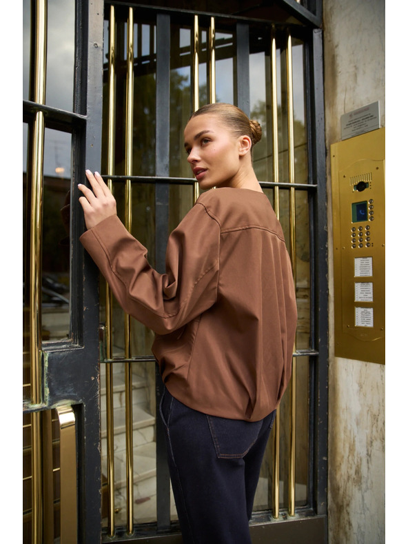 Moodo Krátká bunda hnědá Moodo