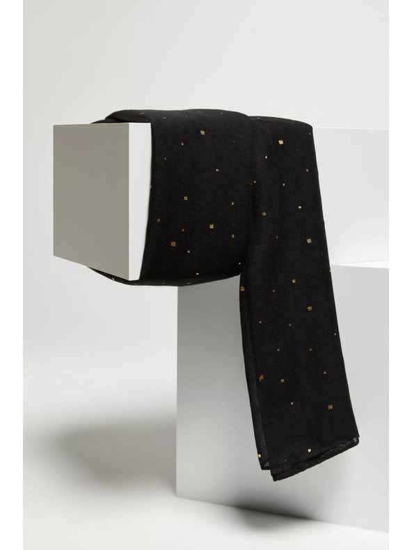 Moodo Šál se zlatým potiskem černý Moodo