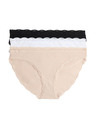 Marks & Spencer Bavlněné bikinové kalhotky s krajkou, sada 3 ks Marks & Spencer béžová