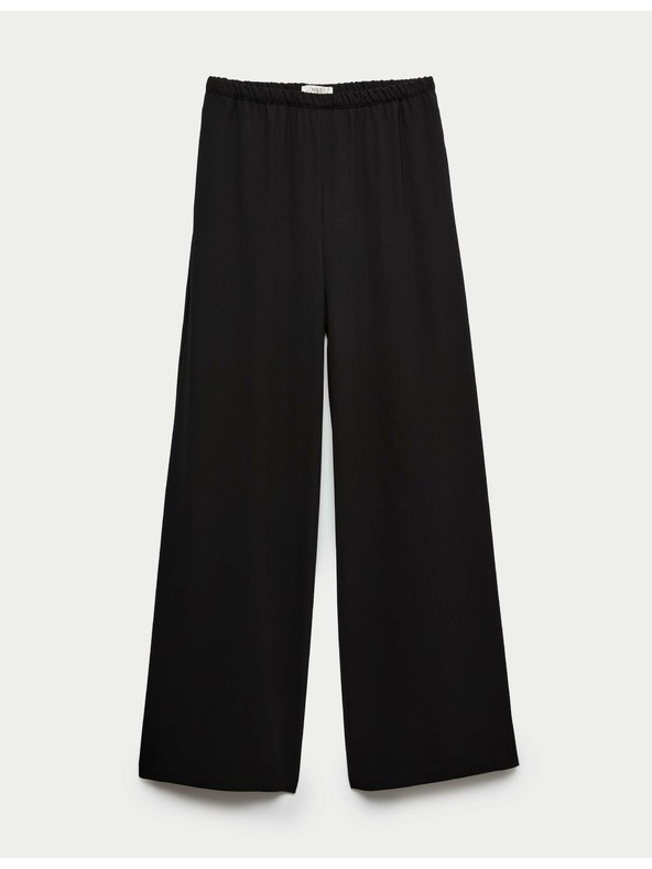 Marks & Spencer Krepové kalhoty se širokými nohavicemi a elastickým pasem Marks & Spencer černá