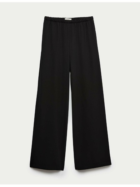 Marks & Spencer Krepové kalhoty se širokými nohavicemi a elastickým pasem Marks & Spencer černá