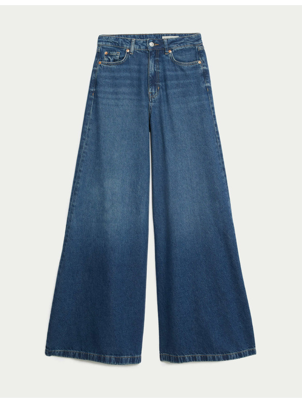 Marks & Spencer Tmavě modré dámské wide fit džíny Marks & Spencer