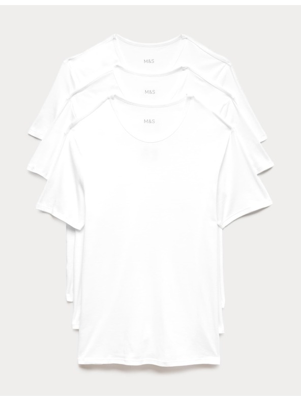 Marks & Spencer Sada tří bílých pánských triček Marks & Spencer