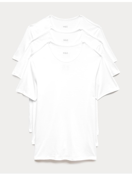 Marks & Spencer Sada tří bílých pánských triček Marks & Spencer