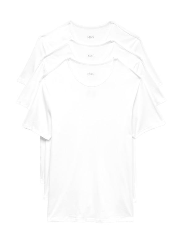 Marks & Spencer Sada tří bílých pánských triček Marks & Spencer