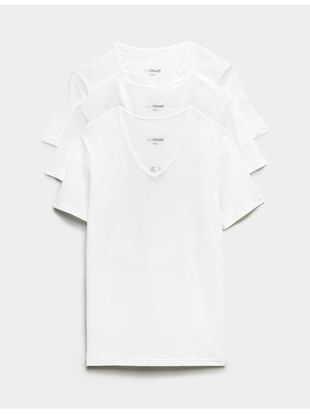 Marks & Spencer Sada tří pánských basic triček v bílé barvě s technologií Cool & Fresh™ Marks & Spencer
