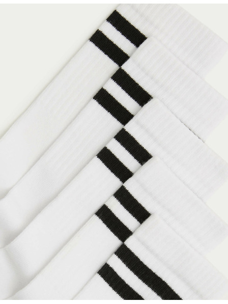 Marks & Spencer Proužkované sportovní ponožky s vysokým podílem bavlny, sada 5 párů (6 malé – 7 velké) Marks & Spencer bílá