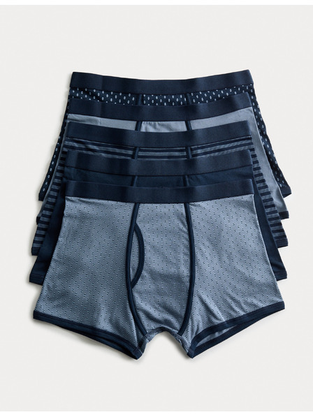 Marks & Spencer Trenýrky z bavlny se strečem a geometrickým vzorem, 5 ks Marks & Spencer modrá