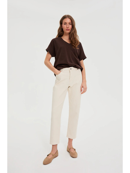 Moodo Tričko s výstřihem hnědé Moodo