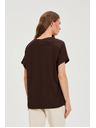 Moodo Tričko s výstřihem hnědé Moodo