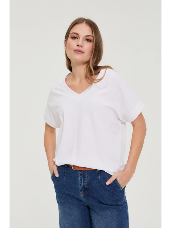 Moodo Tričko s výstřihem bílé Moodo