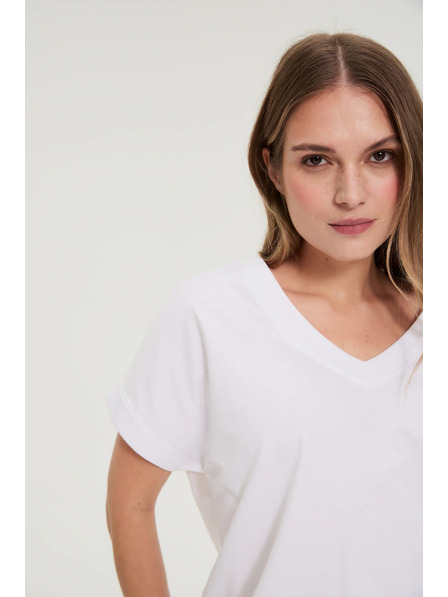 Moodo Tričko s výstřihem bílé Moodo