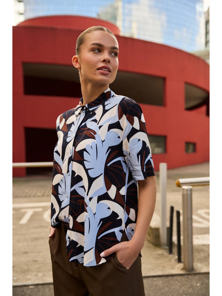 Moodo Vzorovaná košile tmavě modrá Moodo