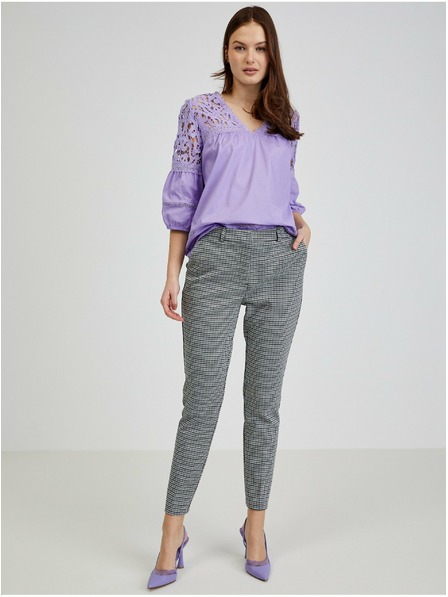 Orsay Bílo-černé dámské vzorované kalhoty ORSAY