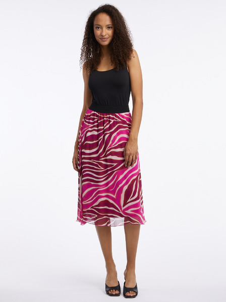 Orsay Růžovo-vínová dámská vzorovaná midi sukně ORSAY