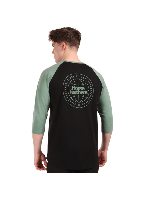 Horsefeathers Triko Global Raglan - black/iceberg green