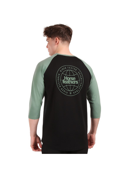 Horsefeathers Triko Global Raglan - black/iceberg green