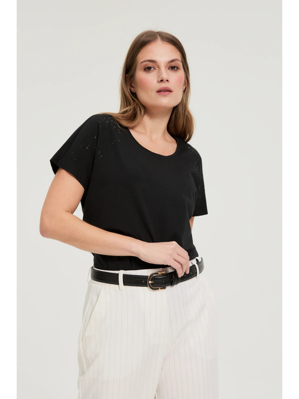 Moodo Halenka s ozdobnou aplikací černá Moodo