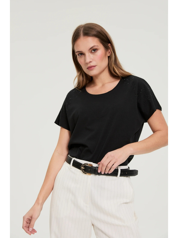 Moodo Halenka s ozdobnou aplikací černá Moodo