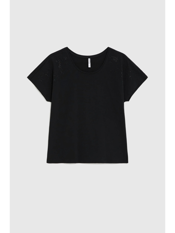 Moodo Halenka s ozdobnou aplikací černá Moodo