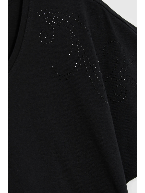 Moodo Halenka s ozdobnou aplikací černá Moodo