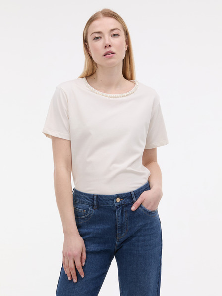 Orsay Krémové dámské tričko s aplikací ORSAY