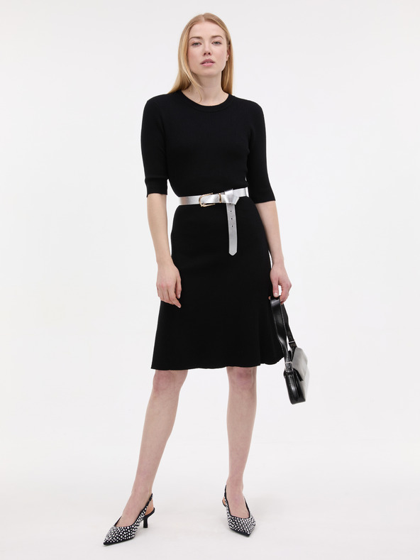 Orsay Černé dámské šaty ke kolenům ORSAY