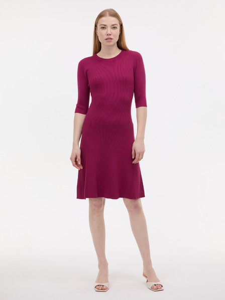 Orsay Vínové dámské šaty ke kolenům ORSAY