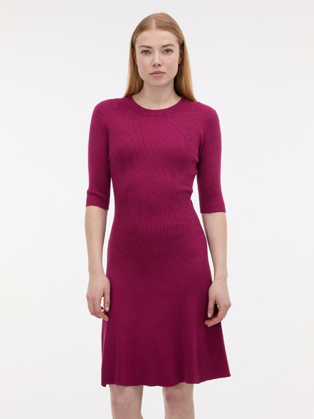 Orsay Vínové dámské šaty ke kolenům ORSAY