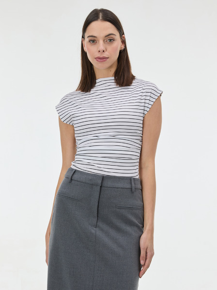 Orsay Bílé pruhované dámské tričko s krátkým rukávem ORSAY